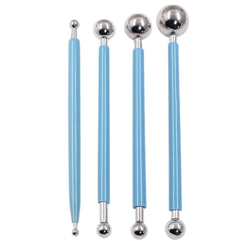 Cake Decorating Metal Ball, Blue, Set of 4 - color: Blue