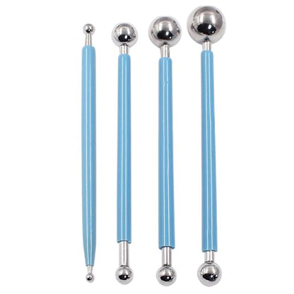 Cake Decorating Metal Ball, Blue, Set of 4 - color: Blue