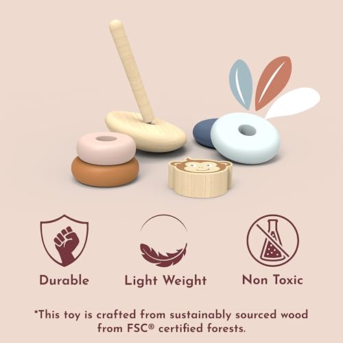 SPEEDY MONKEY Wooden Roly Poly Stacker | Wobble Base Ring Toy Kids Gift - color: Roly Poly Stacker