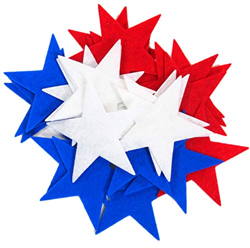 Playfully Ever After 1.5 inch Stiff Felt Stars 88pc (Red, White, & Blue) - color: Red, White, & Blue