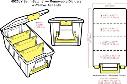 ArtBin Semi Satchel Craft Organizer with 3 Dividers, Yellow Accents - color: Yellow