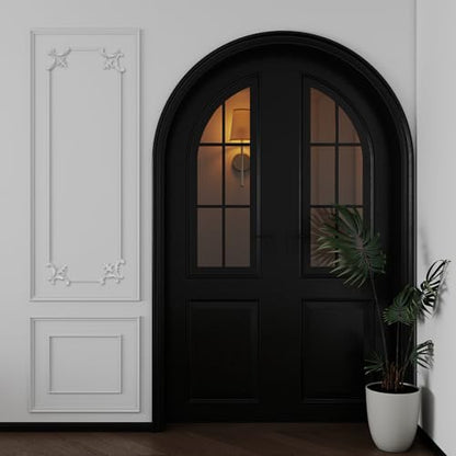 DoubleFill Wall Molding Kit Premade Molding Panel with Corner Accent, Retro - style: Fleur De Lis Style