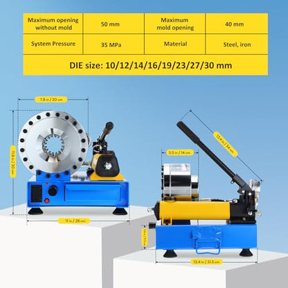 Manual Hydraulic Hose Crimper – 10-30mm 8 Dies Set