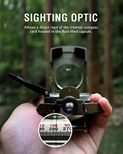 Eyeskey Multifunctional Military Sighting Navigation Compass with Inclinometer | Impact Resistant & Waterproof Compass for Hiking, Camping - color: Compass with Inclinometer-Green