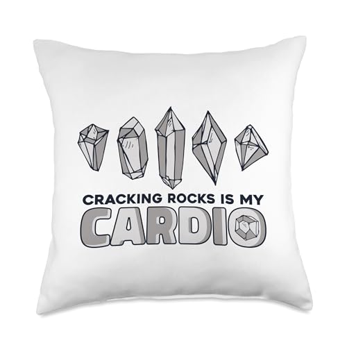 Best Rocks And Minerals Kit Guide Collection Gifts Cracking Rocks is My Cardio Geologist Mineral Collector Throw Pillow, 18x18, Multicolor - size: 18x18