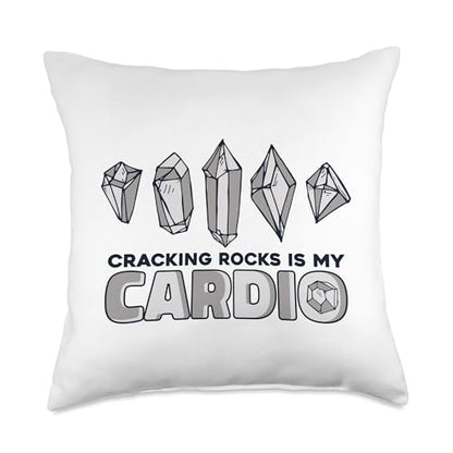 Best Rocks And Minerals Kit Guide Collection Gifts Cracking Rocks is My Cardio Geologist Mineral Collector Throw Pillow, 18x18, Multicolor - size: 18x18