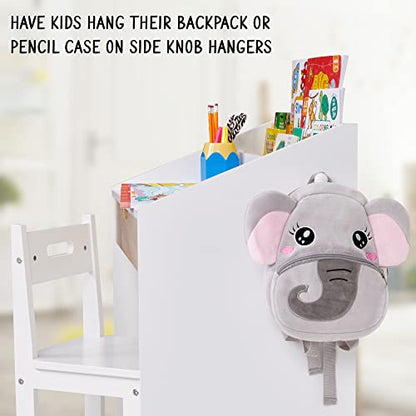 Lil' Jumbl Toddler Wooden Study Desk and Chair Set, Home School Learning Workstation with Writing Table, Storage Drawer, Tabletop Organizer & Hanging Hooks for Children Studying, Reading & Drawing