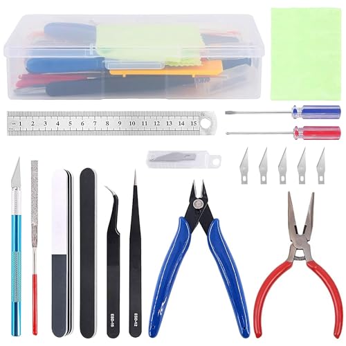 Kisoy 17PCS Model Kit Tools, Gundam & Dollhouse Essential Set with Case - Hobby Tools for Building, Repairing Airplane, Car and Robot Models - color: Mocha Coffee Shop
