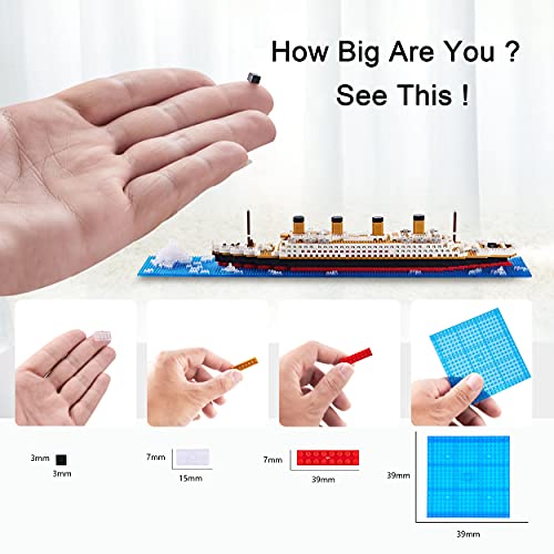 JXRLMB Titanic Ship Model Building Block Set for Adults Cruise Ship MIicro Blocks DIY Educational Toys for Kids Ages of 14+ 1872 Pieces - color: Titanic
