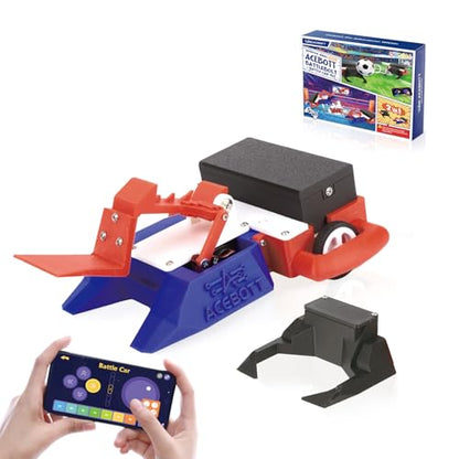 2-in-1 Football & Battle Robot Car Kit, ESP32 APP-Remote Control Battlebolt Car Fighting Robot Toy for Kids Wireless Gameplay Robotics STEM Science Kit Birthday Gift for Boys Girls Age 8+ (One Kit) - color: Red