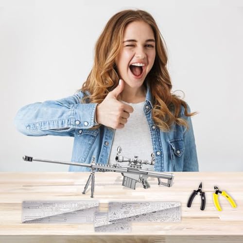 Piececool Gun Metal Model Kit, Sniper Rifle M82A1 Model Building Kits for Adults Brain Teaser Puzzles for Stress Relief DIY Assembling Crafts, Best Birthday Gifts - color: M82a1