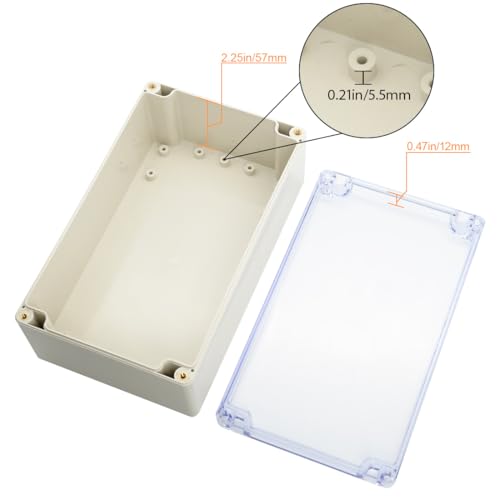 LeMotech ABS Plastic Junction Box Dustproof Waterproof IP65 Electrical Enclosure Box Universal Project Enclosure Grey with PC Transparent Clear Cover 7.9 x4.7 x2.9 inch(200 x120 x75 mm) - size: 7.9"x4.7"x2.9"