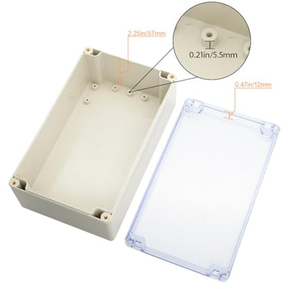 LeMotech ABS Plastic Junction Box Dustproof Waterproof IP65 Electrical Enclosure Box Universal Project Enclosure Grey with PC Transparent Clear Cover 7.9 x4.7 x2.9 inch(200 x120 x75 mm) - size: 7.9"x4.7"x2.9"