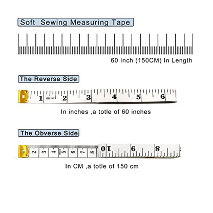 4 Pack Soft Tape Measure Double Scale 60-inch/150cm, Fabric Craft Tape Measure & Medical Body Measurement, Sewing Flexible Vinyl Ruler & Measuring Tape for Body Weight Loss (White)