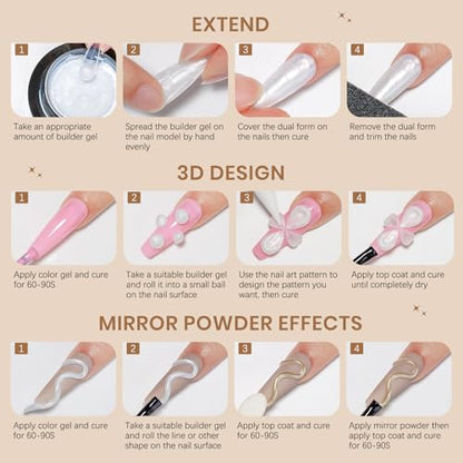3D Sculpting Gel for Nail Art, 60g Large Capacity Pearl White - color: Pearl White