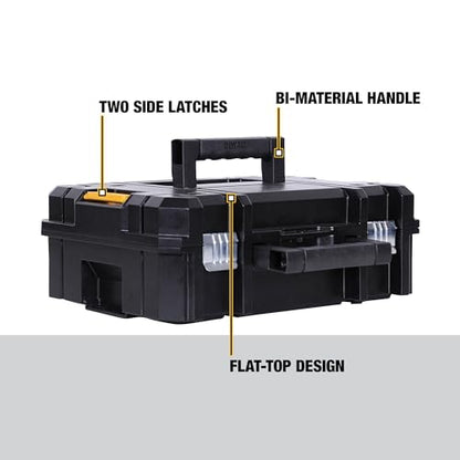 DEWALT Tool Box TSTAK II, 13 In. Flat Top Tool Storage Case, Stackable Organizer Hard Case Portable Toolbox, Heavy Duty, Holds Up To 66 lbs (DWST17807) (Pack of 4) - size: 1 Count (Pack of 4)