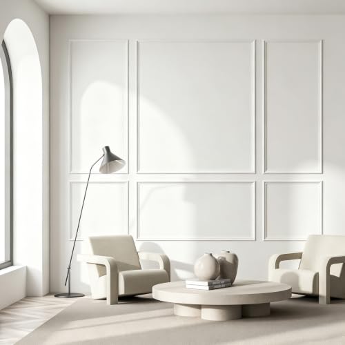 Peel and Stick Wall Molding Kit, Wainscoting Panels 24 PCS - color: White-Modern C