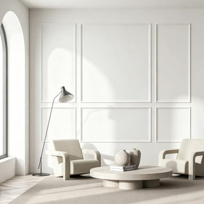 Peel and Stick Wall Molding Kit, Wainscoting Panels 24 PCS - color: White-Modern C