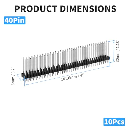 2x40 Pin Header Strip, 30mm, Dual Male Header Pins Connector - size: 30mm Single Row Plastic