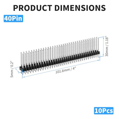 2x40 Pin Header Strip, 30mm, Dual Male Header Pins Connector - size: 30mm Single Row Plastic