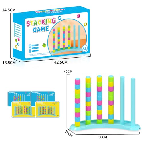 Color Matching Stacking Game, Fast Pattern Challenge for 2 Players+ - size: XL-1 Pack Stacking Game