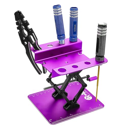 RC Car Work Stand w/Screw Tray for 1/8 1/10 1/12 Scale RC Cars, Purple - color: Purple