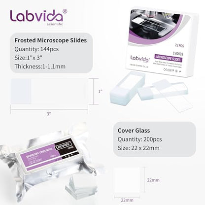 Ultra Clear Glass 144pcs Frosted Microscope Slides 200pcs Covers - color: 344pcs,Ultra White Frosted Slides