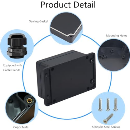 Junction Box IP65 Waterproof ABS Plastic Electrical Project Case Power Junction Boxes, Project Box with Fixed Ear Black 4.53x3.54 x2.17 inch (115 x 90 x55 mm) - color: Fixed Ear Design, size: 4.53"x3.54"x2.17"