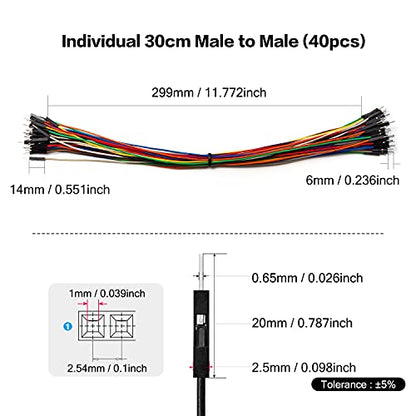 Chanzon 40pcs 30cm Long Male to Male Header Jumper Wire Dupont Cable Line - color: (1) Male to Male (40pcs), size: 30CM