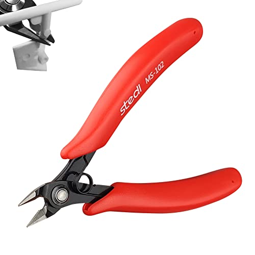 stedi 5.3-inch Model Nipper, with Sharp Double-Edged Blades,Plastic Model Tools,Used for Gundam Plastic Model Repair, Clean Cutting and Precision Cutting, Red - style: Double-edged (Red_for Beginners)