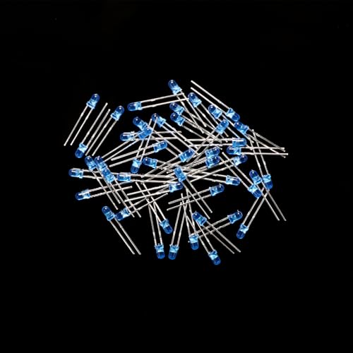 100-Pack 3mm Blue LED Diffused 2-Pin Through-Hole LEDs - color: BLUE, size: 3MM