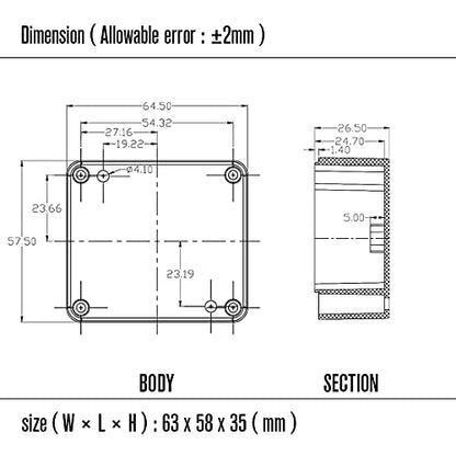 LeMotech Electrical Box ABS Plastic Project Box IP65 Waterproof Junction Box Project Case Universal Enclosure for Electronics Black 2.48x 2.28x 1.37 inch(63x58x35mm)(Pack of 1) - color: Black (1 pack), size: 2.48" x 2.28" x 1.37"