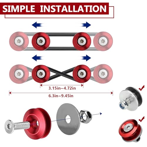 BFXM Universal Bumper Clips, Front Rear Bumper Quick Release Kit - color: Red, size: 4set