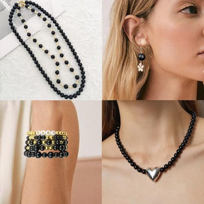Black Pearl Bracelet Making Kit Gold Beads for Bracelets for Adult - color: 07-Black & Gold
