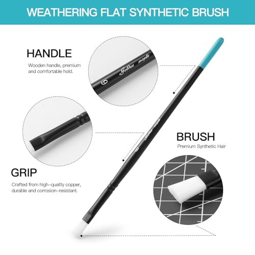 Weathering Paint Brushes-Golden Maple 3pcs Flat Paint Brushes Set for Weathering Effects, Textures, Washing and Dry Brushing on Miniature Painting - style: Weathering-Flat