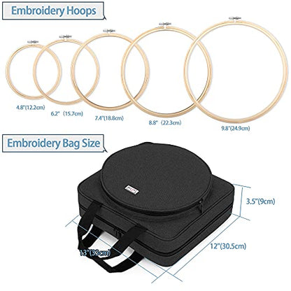 LoDrid Embroidery Kit, Embroidery Project Bag with Embroidery Kit, Black - color: Black