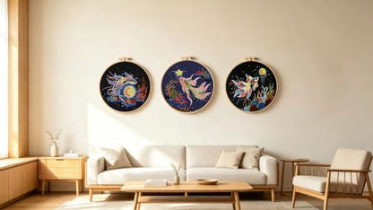 Konrisa Stamped Embroidery Kit for Adults, 3 Set Elegant Goldfish DIY Sewing Needlepoint Cross Stitch Kit with Embroidery Floss,Hoops,Color Thread,Needle,1 pc Hoop - color: fish