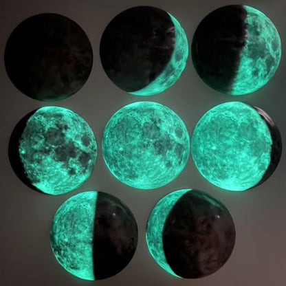 Phases of the Moon Kit with 8 Glow-in-the-Dark 3-D Moons and 67 Glow-in-the-Dark Adhesive Stars with Phases of the Moon Guidebook