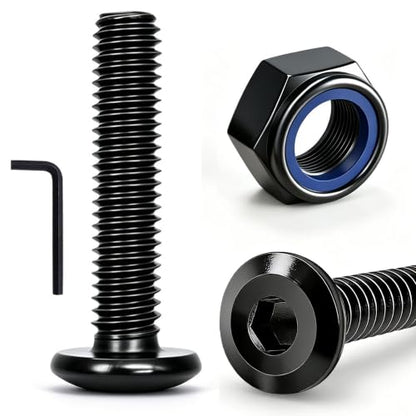 weideer 30pcs M8-1.25x16mm Nuts and Bolts Kit, Stainless Steel 18-8 (304) Flat Head Hex Socket Cap Furniture Bolts,Nylon Lock Nuts with Hex Spanner - size: M8x16mm, style: Flat Head Hex