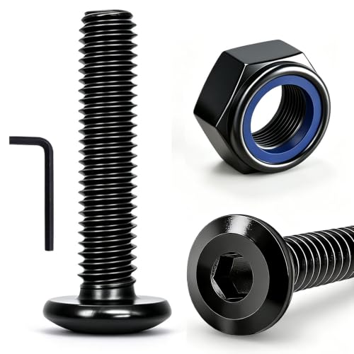 weideer 30pcs M8-1.25x40mm Nuts and Bolts Kit, Stainless Steel 18-8 (304) Flat Head Hex Socket Cap Furniture Bolts,Nylon Insert Hex Lock Nuts with Wrench - size: M8x40mm, style: Flat Head Hex