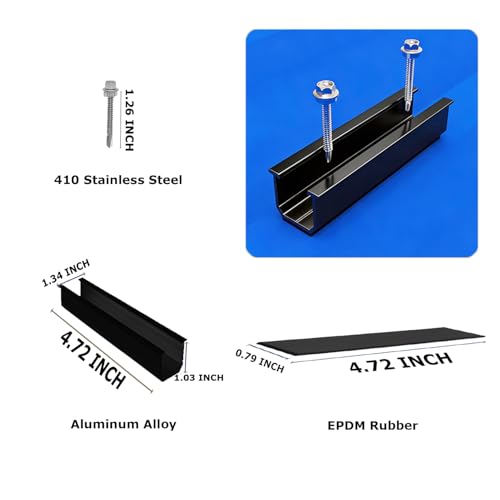 Solar Panel Mounting Brackets, Roof Mount Kit, in A Row Assembly - size: 4pc-black