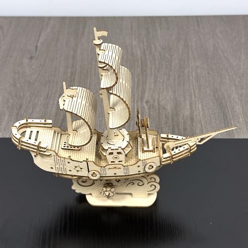Wooden 3D Sailboat Puzzle Model Kit DIY Ship 3D Jigsaw Puzzles - color: Sailing Boat Puzzle C