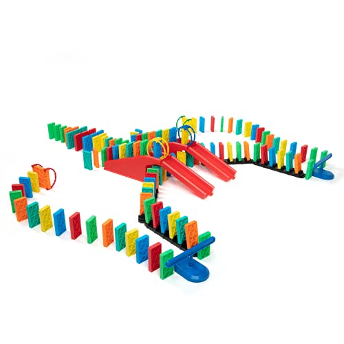 Bulk Dominoes Kinetic Domino Kit | Dominoes Set, STEM STEAM Small Toys, Family Games for Kids, Kids Toys and Games, Building, Toppling, Chain Reaction Sets (143pc) - style: Brainiac 143pc