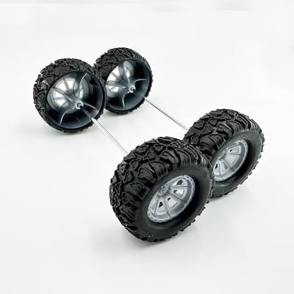 4PCS Toy Car Wheel Model Car Rubber Tire Wheels with Metal Shaft Round Rod Axles for RC Car Truck Robot DIY Model Toy Wheel Replace Parts (2.5x55mm) - style: 2.5x55mm