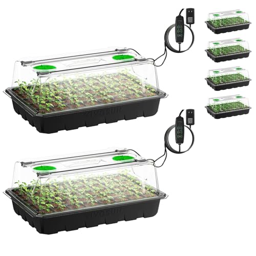 VIVOSUN 6-Pack Seed Starter Kit, 240-Cell Tray, 2 Set of LED Lights - size: 6-Pack 240-Cell, style: Trays with 2 Sets Lamps