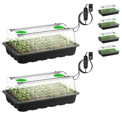 VIVOSUN 6-Pack Seed Starter Kit, 240-Cell Tray, 2 Set of LED Lights - size: 6-Pack 240-Cell, style: Trays with 2 Sets Lamps