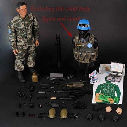 12 Inch Action Figures Military Set, 1/6 Scale Soldier Model Set with Weapons, Outfit and Other Accessories - Peacekeeping Force-CH03 - color: Ch03