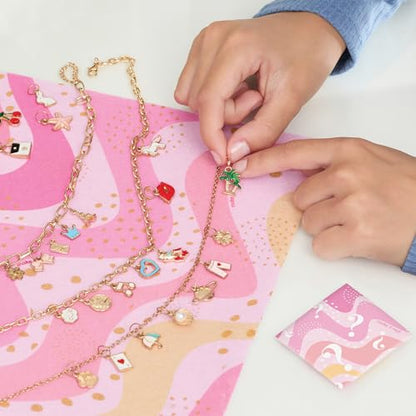 Make It Real: Handful of Charm - 70 pc DIY Jewelry Set, 4 Chain Lengths, Design & Create, Charm Necklace & Bracelet Craft Kit, Girls & Kids Age 8+