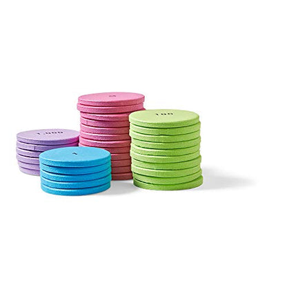 hand2mind Soft Foam Place Value Disks 4 Values, Counting Chips for Kids, Math Counters Kindergarten, Math Teacher Supplies, Base 10 Math Manipulatives for Elementary School (Pack of 200) - style: 4 Values - Foam