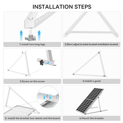 45in Adjustable Solar Panel Tilt Mount Brackets, Anodizing Foldable Tilt Legs, Support 100 200 300 400 Watt Solar Panels 1-2Pcs, Solar Panel Stand for Roof, Off-Grid, RV and Boat - size: 45 IN 1 Set